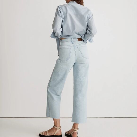NWT Madewell Perfect Vintage Wide-Leg Crop Jean 33P High Rise 90s Light Denim - Picture 3 of 13